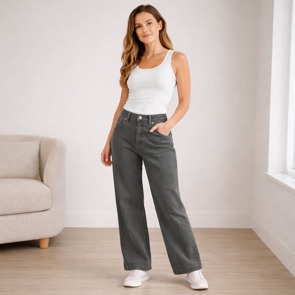 D&CO Signature Stretch Wide-Leg Pants Black Wash Size 6P
